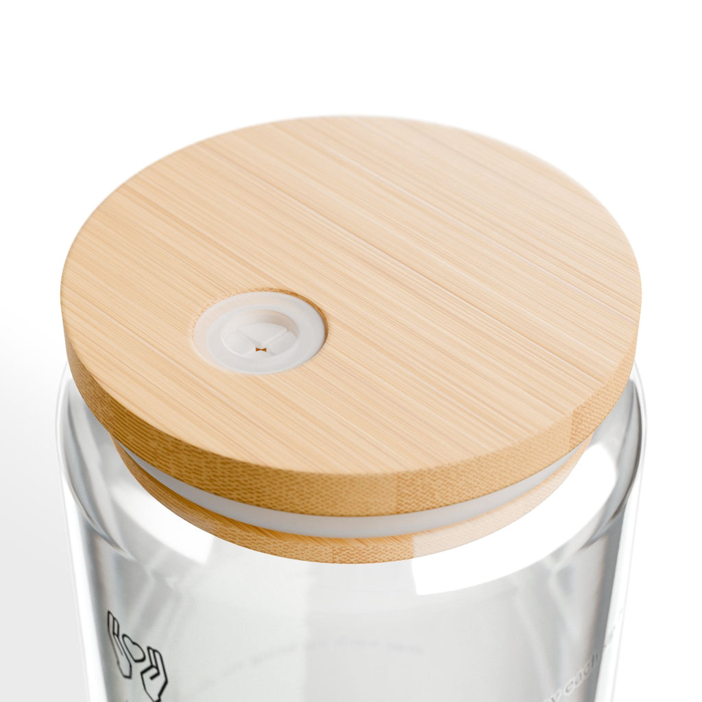 MAEICO Intention Sipper Glass with Bamboo Lid & Glass Straw